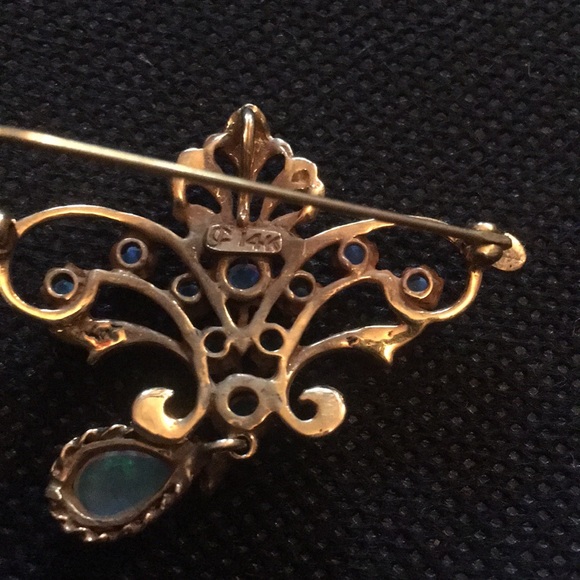 Vintage opal brooch & earrings - Picture 4 of 7